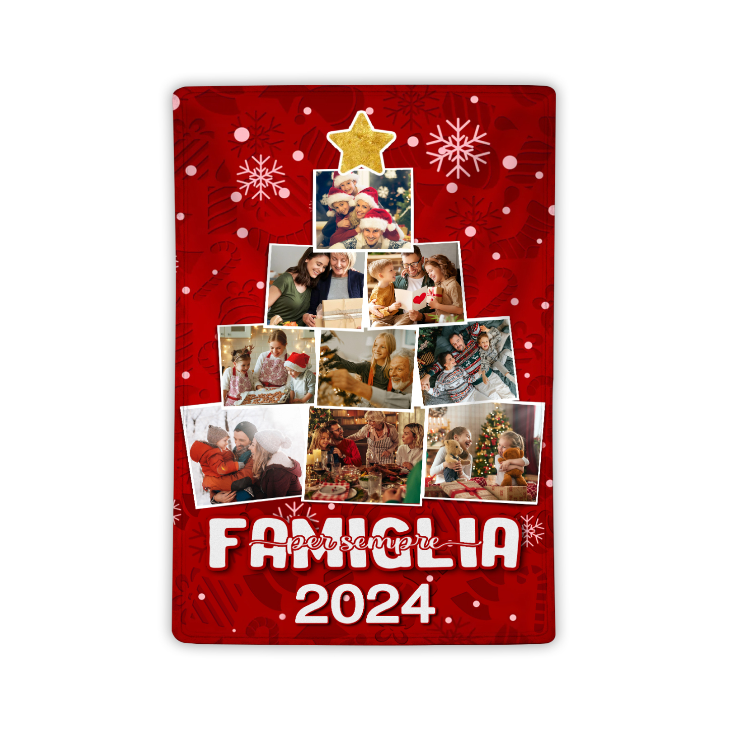 Coperta Rossa di Flanella Personalizzata con 9 foto della famiglia e 1 anno personalizzato Regalo di Natale per la famiglia | Jessemade