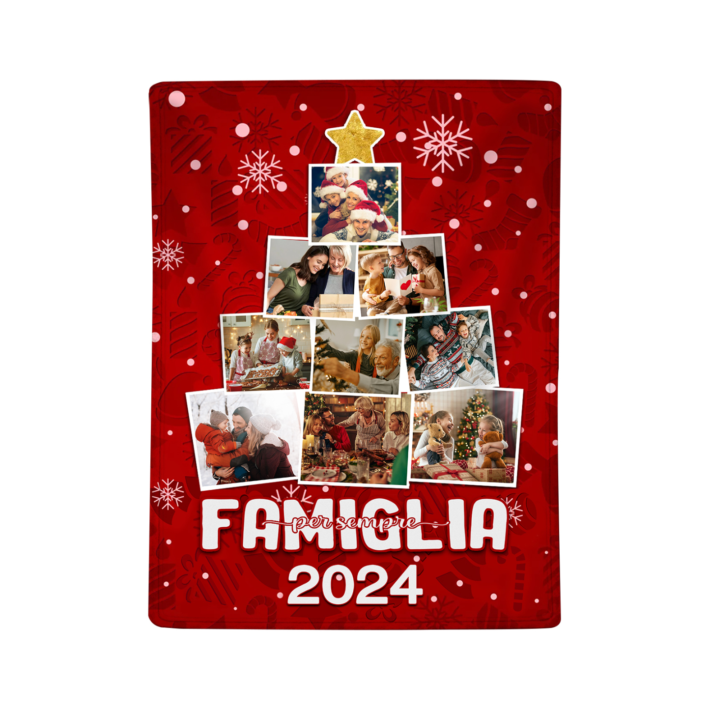 Coperta Rossa di Flanella Personalizzata con 9 foto della famiglia e 1 anno personalizzato Regalo di Natale per la famiglia | Jessemade