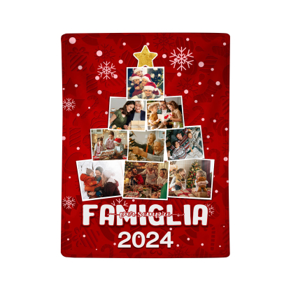 Coperta Rossa di Flanella Personalizzata con 9 foto della famiglia e 1 anno personalizzato Regalo di Natale per la famiglia | Jessemade