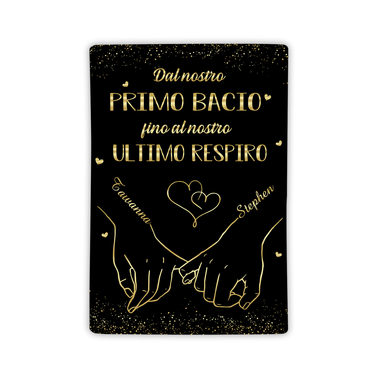 Coperta Personalizzata in Flanella Morbida con 2 Nomi - "Dal nostro primo bacio fino al nostro ultimo respiro" - Regalo di Natale per Lui/Lei | Jessemade