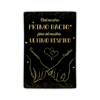 Coperta Personalizzata in Flanella Morbida con 2 Nomi - "Dal nostro primo bacio fino al nostro ultimo respiro" - Regalo di Natale per Lui/Lei | Jessemade