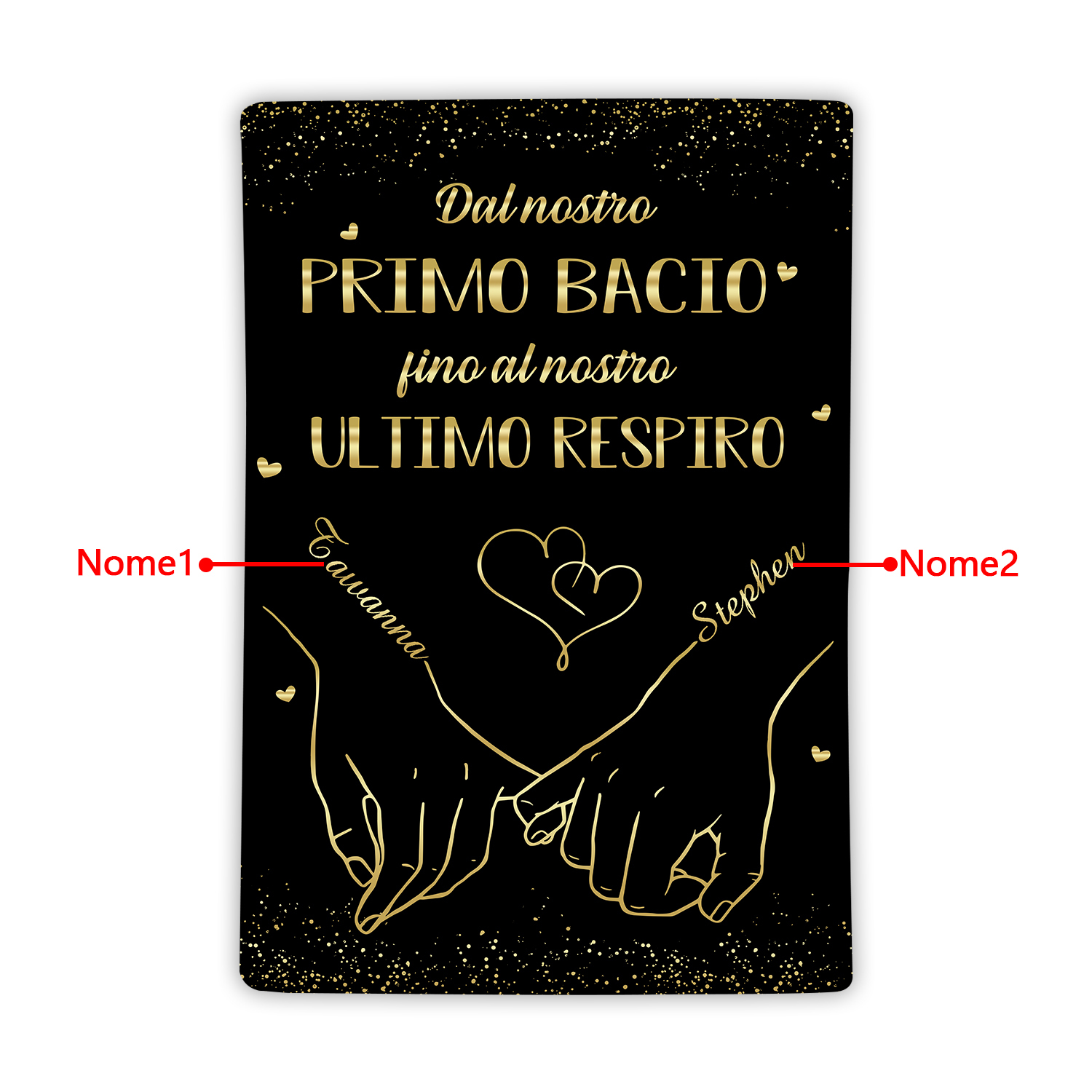 Coperta Personalizzata in Flanella Morbida con 2 Nomi - "Dal nostro primo bacio fino al nostro ultimo respiro" - Regalo di Natale per Lui/Lei | Jessemade