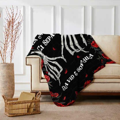 Coperta Personalizzata in Flanella Morbida con 2 Nomi - "Fino a che la morte ci separi" - Regalo di Natale per Lui/Lei | Jessemade