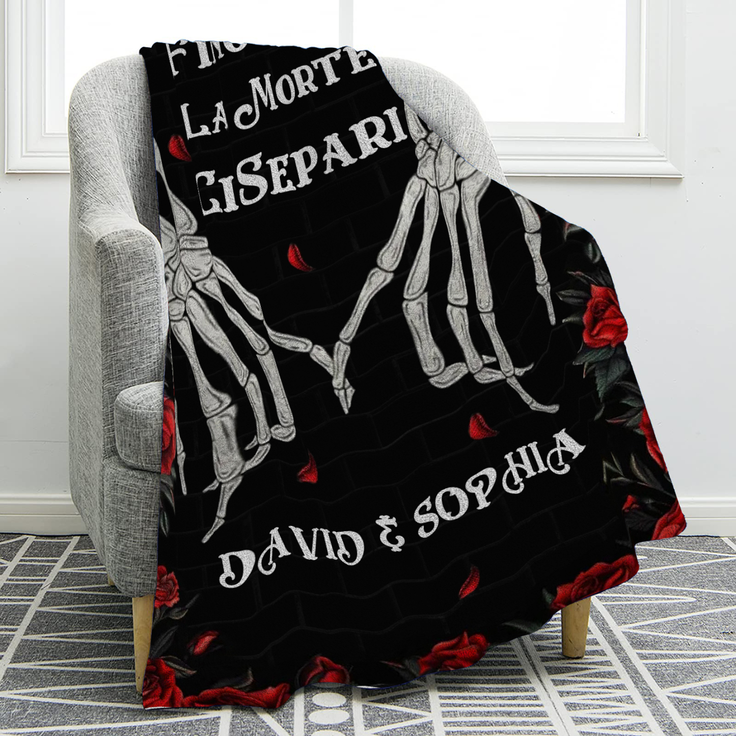 Coperta Personalizzata in Flanella Morbida con 2 Nomi - "Fino a che la morte ci separi" - Regalo di Natale per Lui/Lei | Jessemade