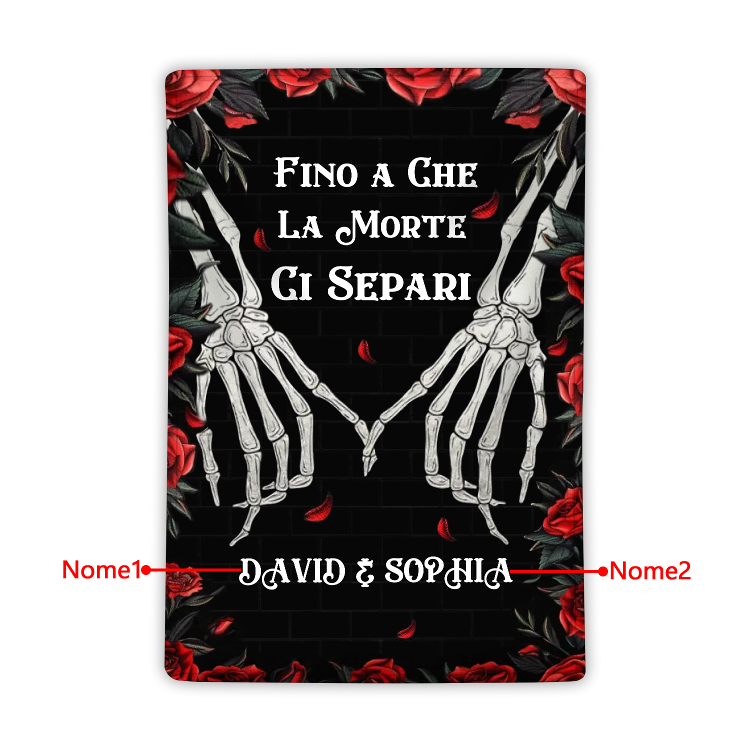 Coperta Personalizzata in Flanella Morbida con 2 Nomi - "Fino a che la morte ci separi" - Regalo di Natale per Lui/Lei | Jessemade