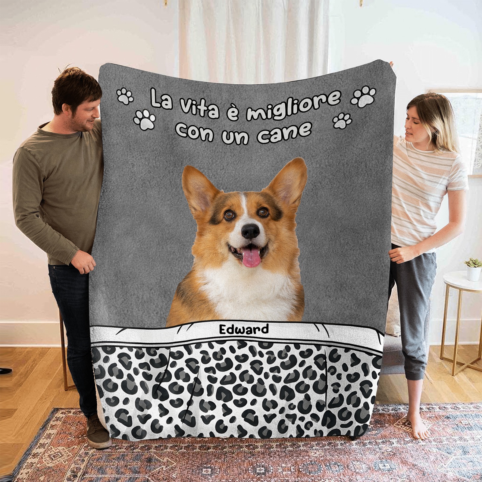 Coperta personalizzata per animali domestici - Coperta in flanella con foto e nome personalizzati per gli amanti degli animali domestici | Jessmade