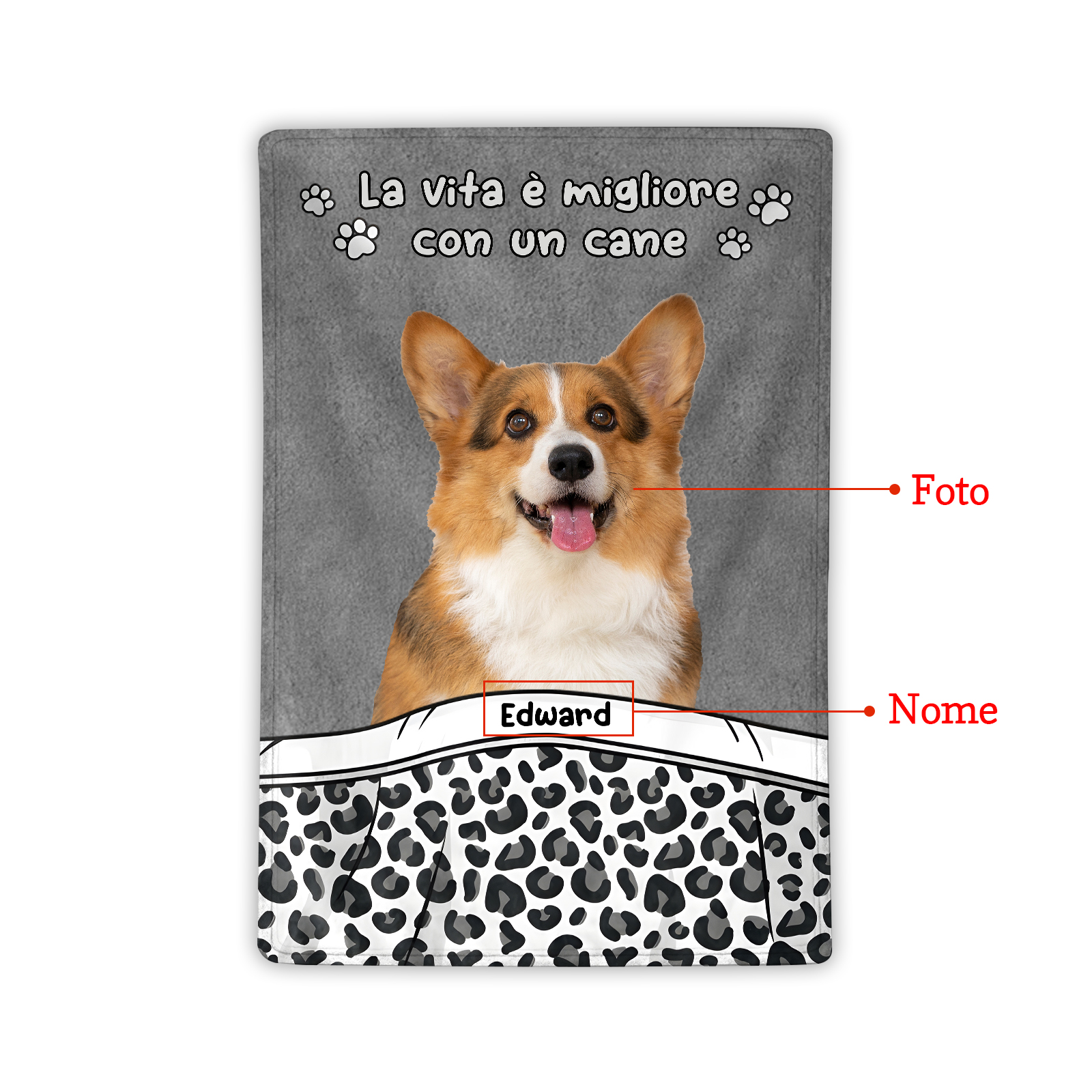 Coperta personalizzata per animali domestici - Coperta in flanella con foto e nome personalizzati per gli amanti degli animali domestici | Jessmade
