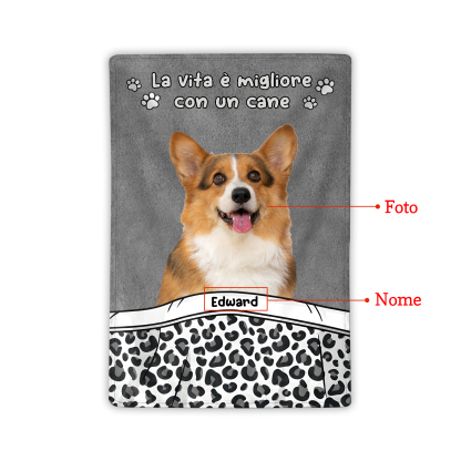 Coperta personalizzata per animali domestici - Coperta in flanella con foto e nome personalizzati per gli amanti degli animali domestici | Jessmade