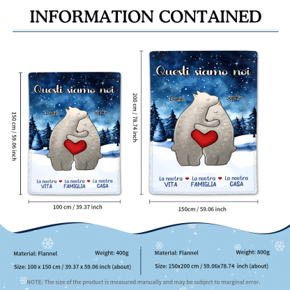 "Famiglia di Orzi"Coperta in flanella personalizzata con 2-6 nomi Regalo di Natale per la famiglia | Jessmade