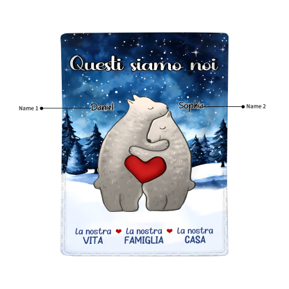 "Famiglia di Orzi"Coperta in flanella personalizzata con 2-6 nomi Regalo di Natale per la famiglia | Jessmade