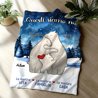 "Famiglia di Orzi"Coperta in flanella personalizzata con 2-6 nomi Regalo di Natale per la famiglia | Jessmade