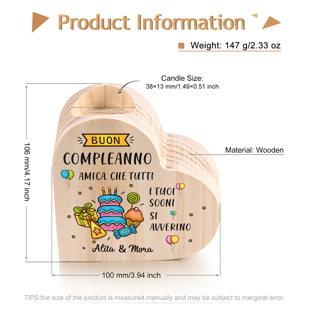 Buon compleanno amica-Candeliere personalizzato con 2 nomi regalo per amica/sorella