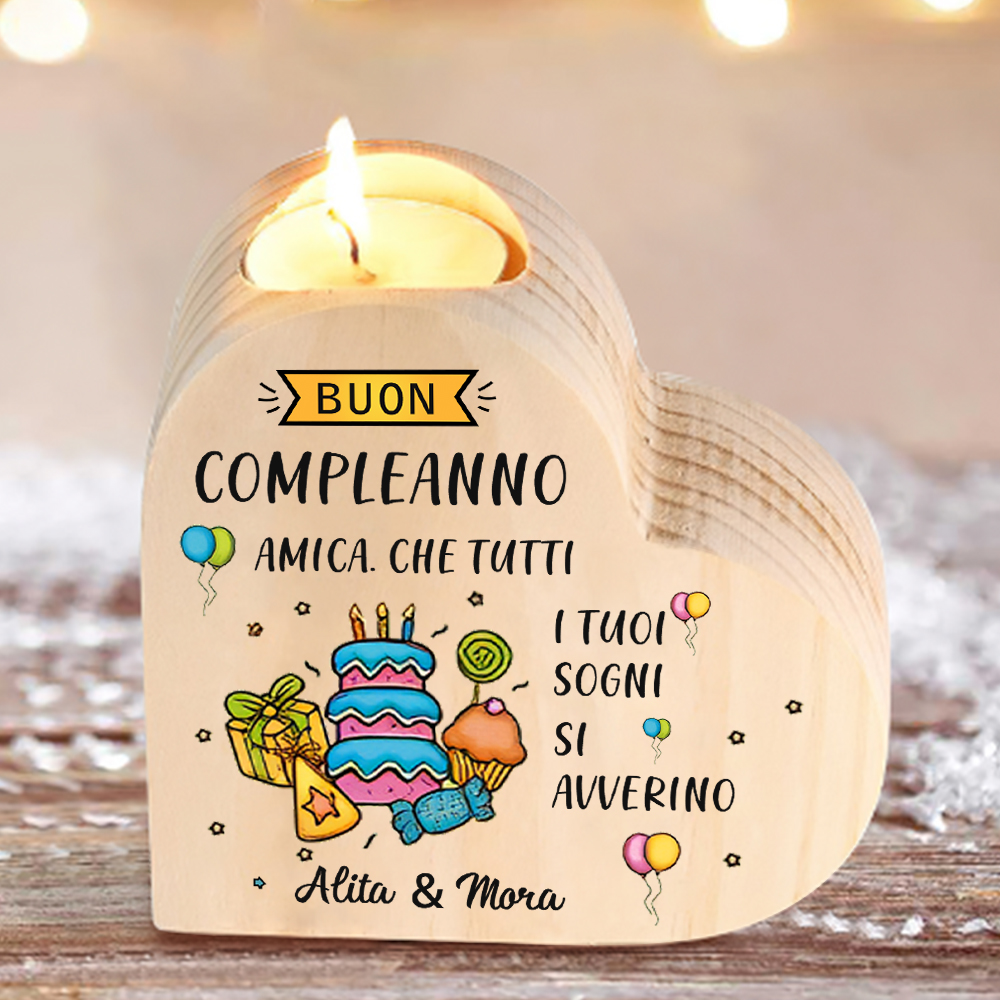 Buon compleanno amica-Candeliere personalizzato con 2 nomi regalo per amica/sorella
