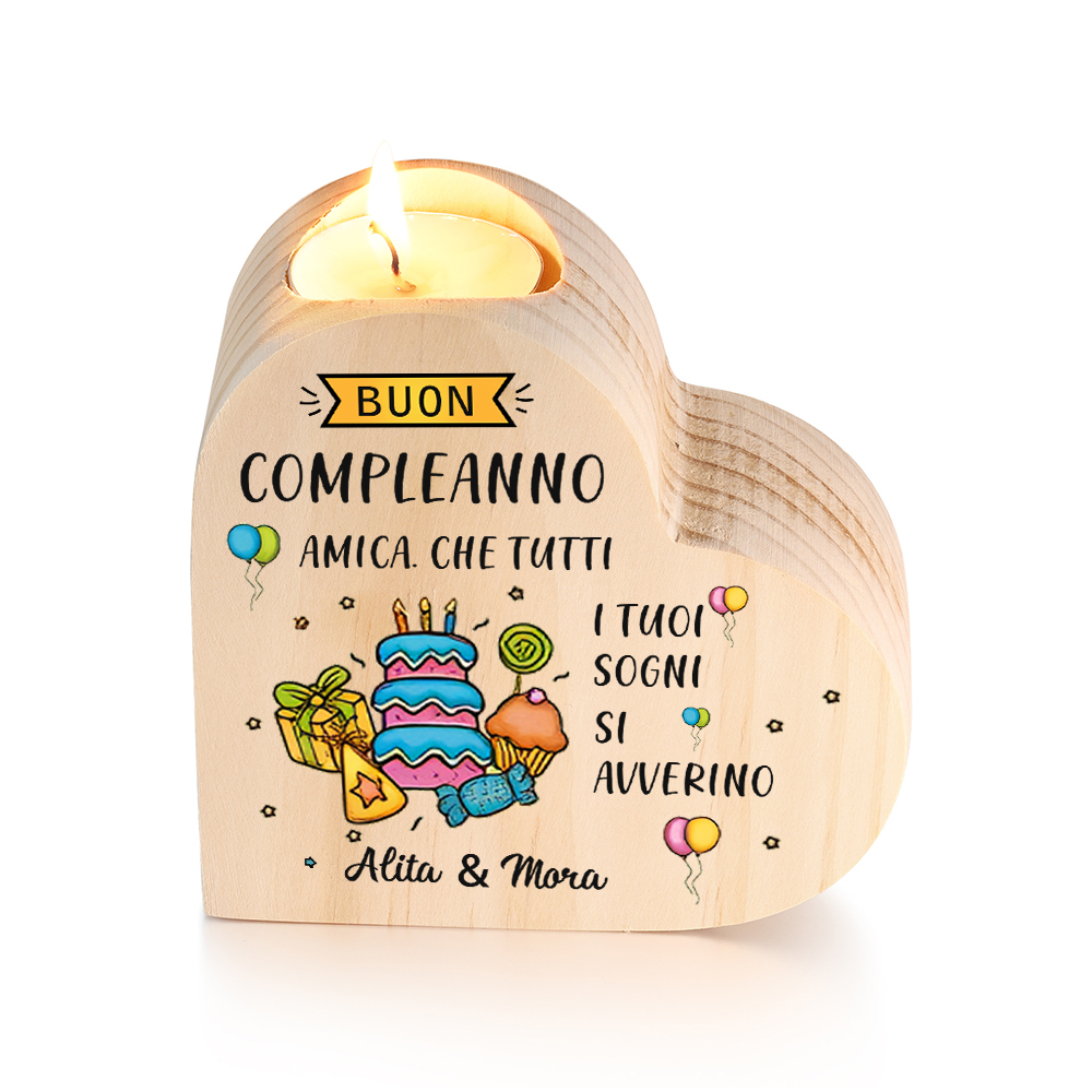 Buon compleanno amica-Candeliere personalizzato con 2 nomi regalo per amica/sorella
