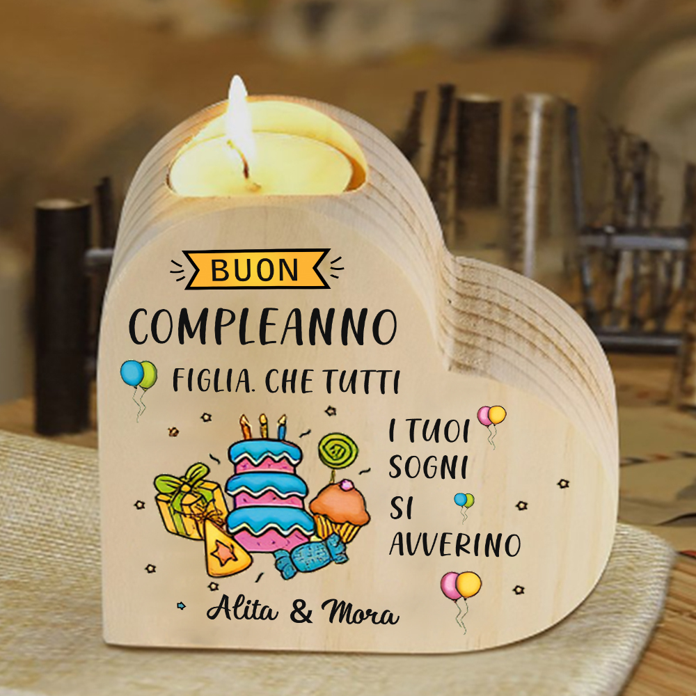 Buon compleanno figlia-Candeliere personalizzato con 2 nomi regalo per figlia
