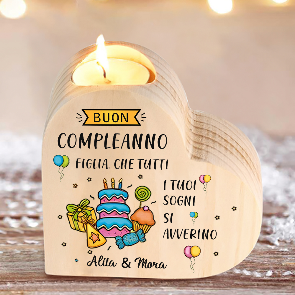 Buon compleanno figlia-Candeliere personalizzato con 2 nomi regalo per figlia