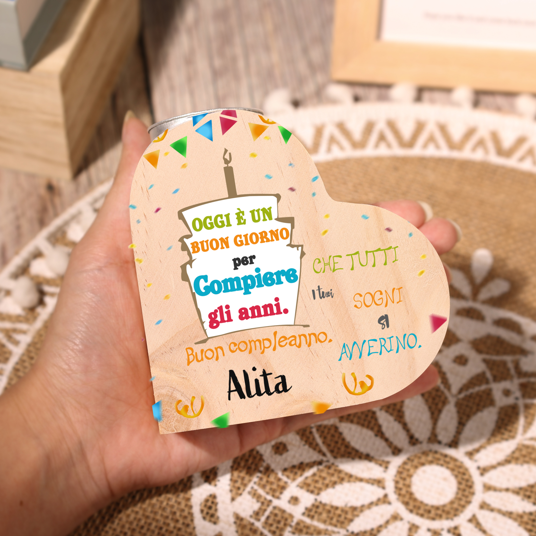 Buon compleanno figlia-Candeliere Torta di compleanno personalizzato con 1 nome