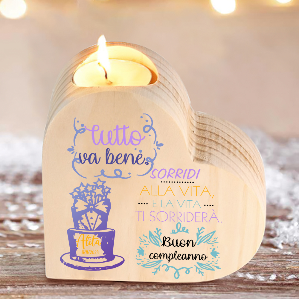 Buon compleanno-Candeliere Torta di compleanno personalizzato con 1 nome e 1 data