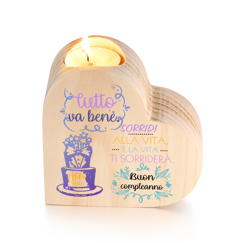 Buon compleanno-Candeliere Torta di compleanno personalizzato con 1 nome e 1 data