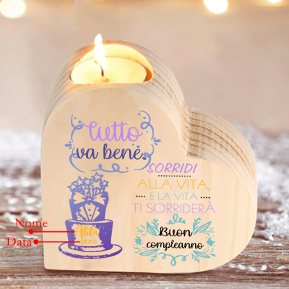 Buon compleanno-Candeliere Torta di compleanno personalizzato con 1 nome e 1 data
