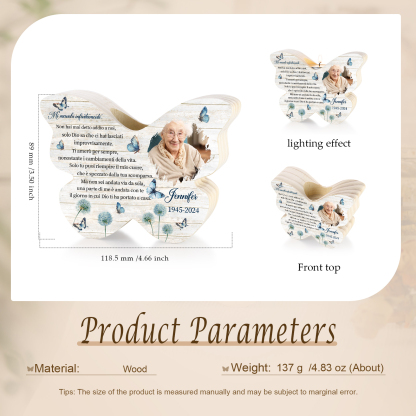 Portacandele Commemorativo a Forma di Farfalla con Foto, Data e Nome Personalizzati per Lui o Lei | Jessemade