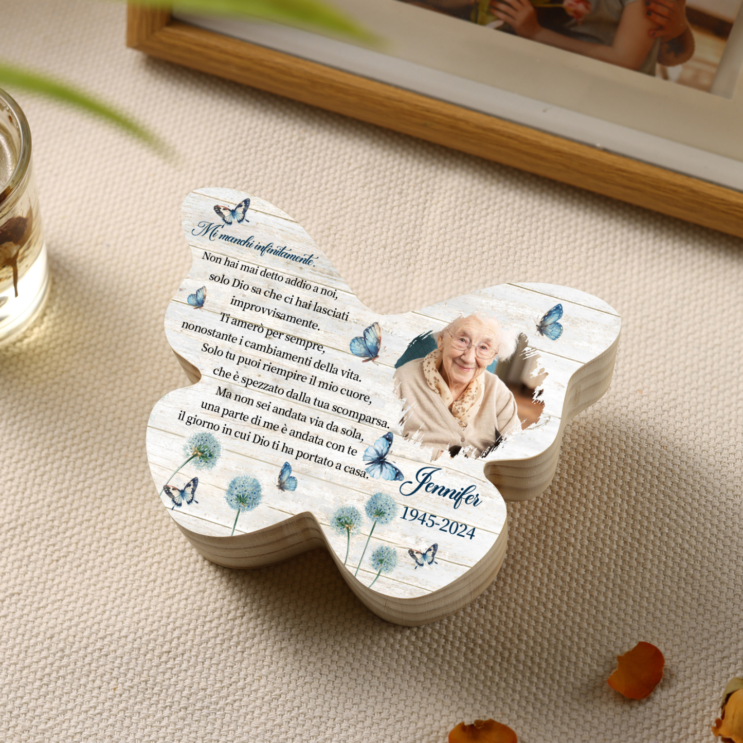 Portacandele Commemorativo a Forma di Farfalla con Foto, Data e Nome Personalizzati per Lui o Lei | Jessemade