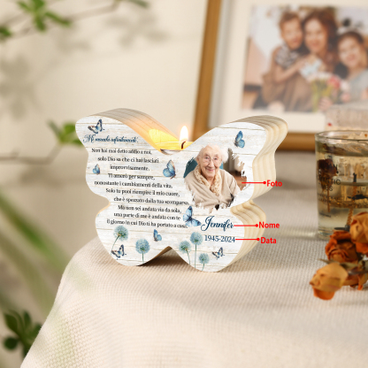 Portacandele Commemorativo a Forma di Farfalla con Foto, Data e Nome Personalizzati per Lui o Lei | Jessemade