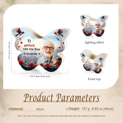 Portacandele Commemorativo in Legno a Forma di Farfalla Personalizzato con Foto | Jessemade
