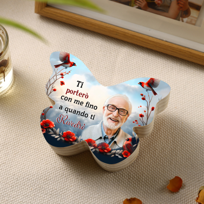 Portacandele Commemorativo in Legno a Forma di Farfalla Personalizzato con Foto | Jessemade