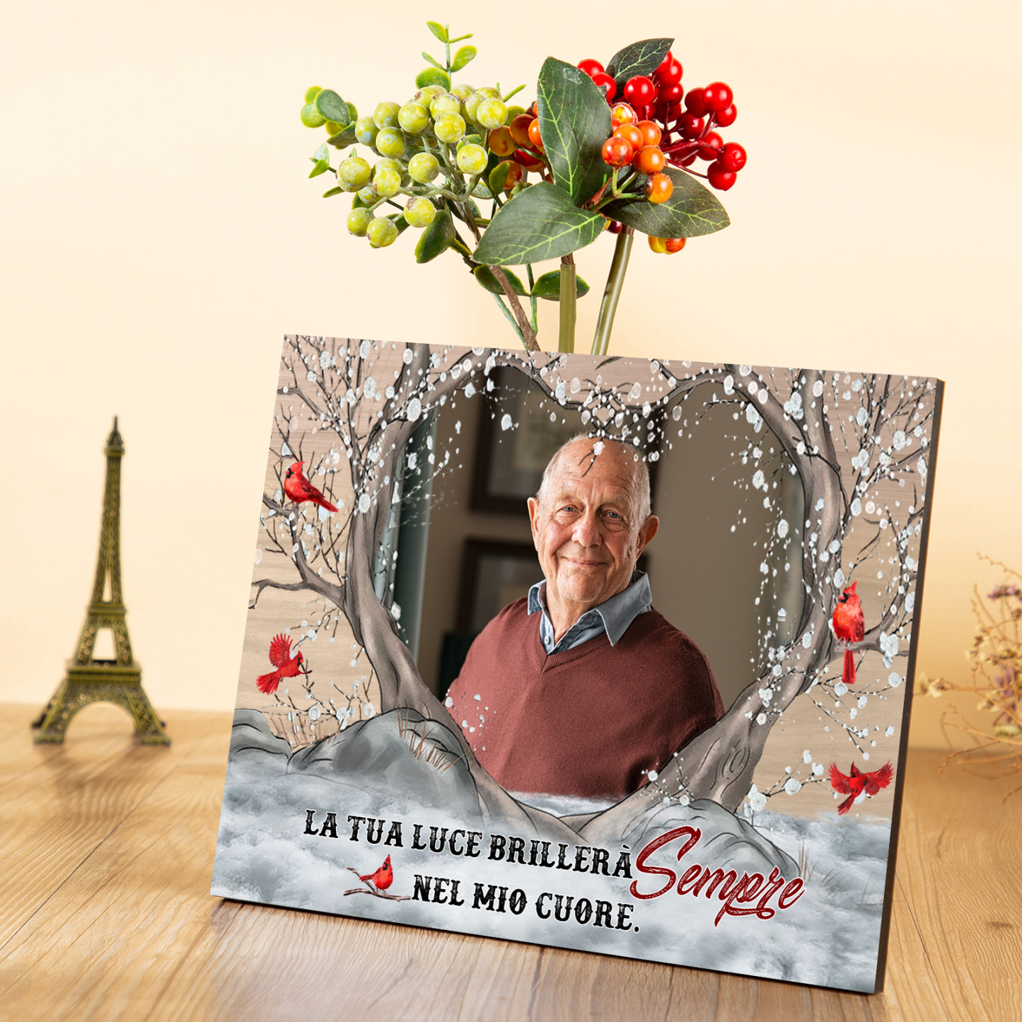 Ornamento commemorativo personalizzata con 1 foto Ornamento in legno per commemorare i cari defunti | Jessemade