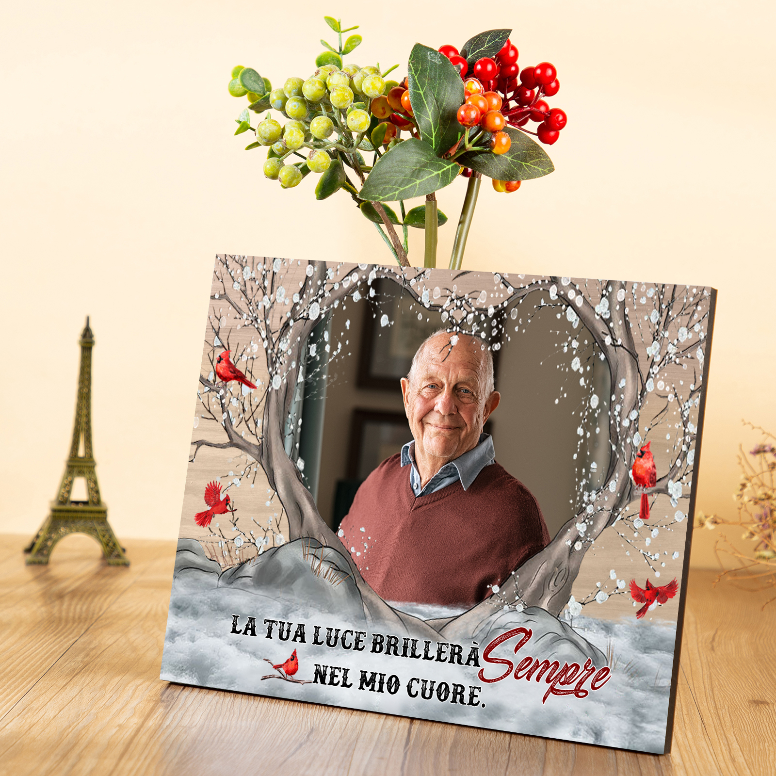 Ornamento commemorativo personalizzata con 1 foto Ornamento in legno per commemorare i cari defunti | Jessemade