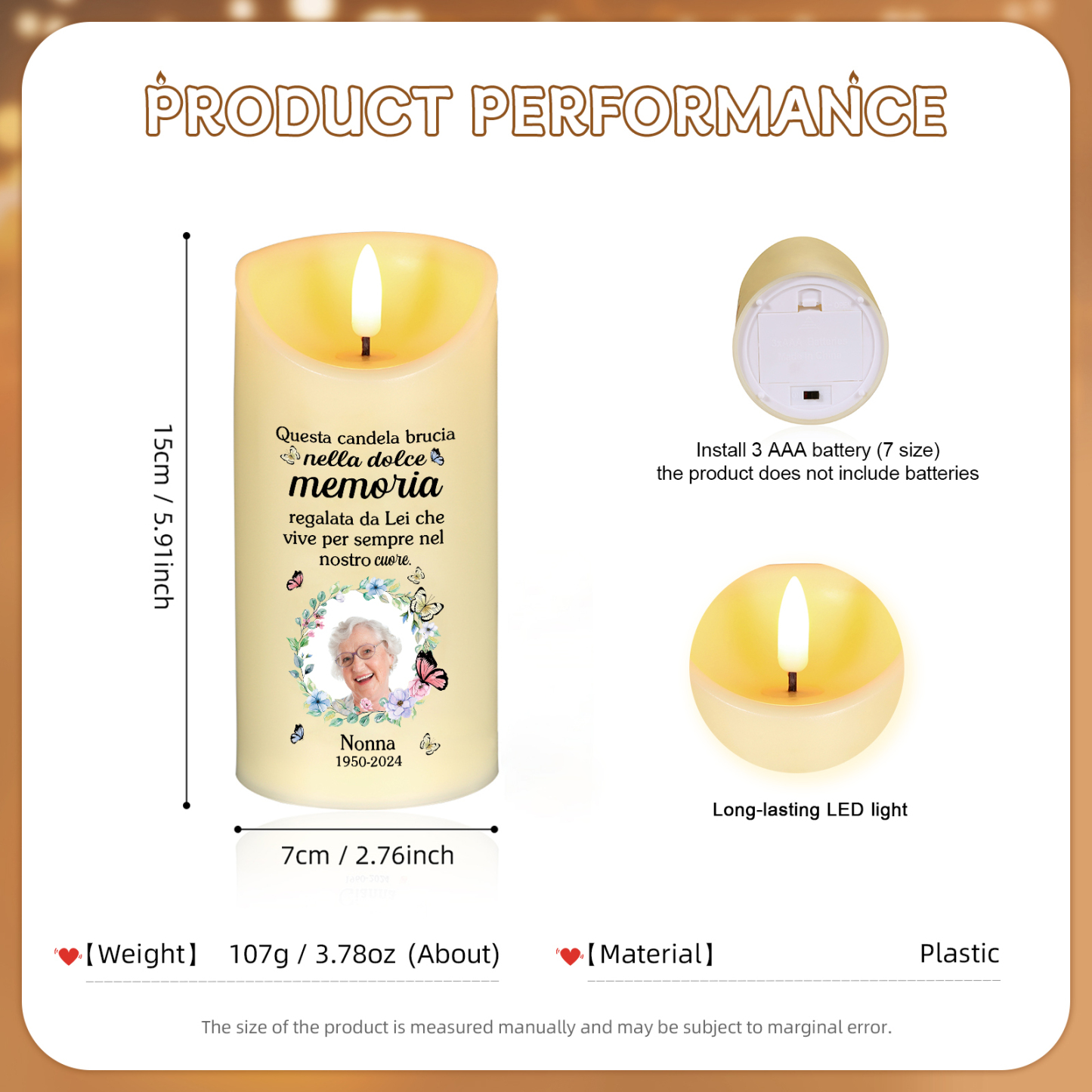 [Copy]Candela Elettronica Personalizzata - Con 2 Nomi e Personaggi, Regalo Commemorativo per la Famiglia | Jessemade