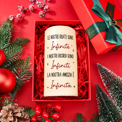 Candela LED Personalizzata con Dedica, 2 Nomi e Simbolo delle Mani Intrecciate – Regalo di Natale per Lui o Lei | Jessemade