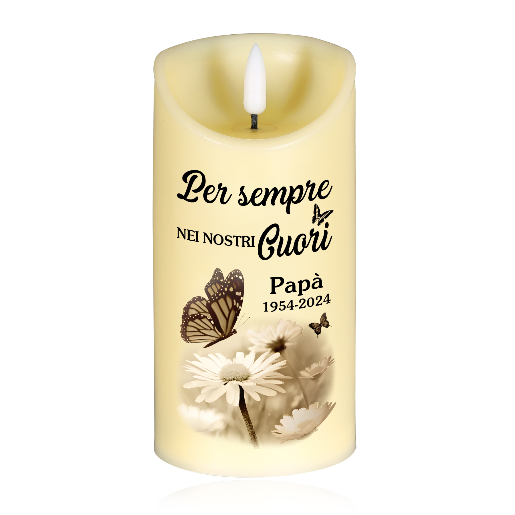 Candela LED Commemorativa Personalizzata con Nome, Foto e Data – Ricordo Unico per i Tuoi Cari | Jessemade