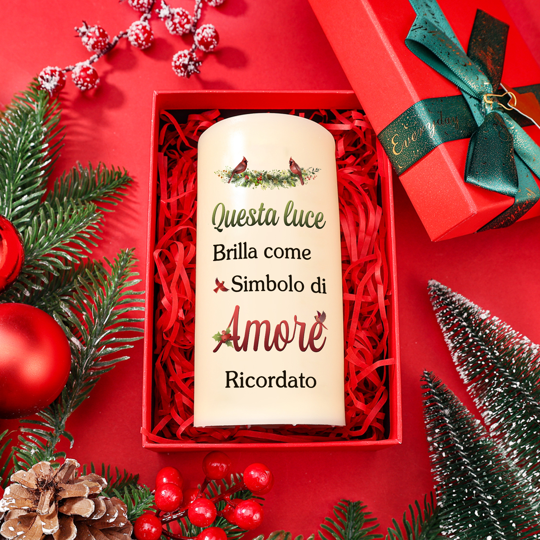 Candela LED Commemorativa Personalizzata con 1 Nome, 1 Foto e 1 Data - "Questa Luce Brilla come Simbolo di Amore"  - Regalo di Natale per Famiglia | Jessemade