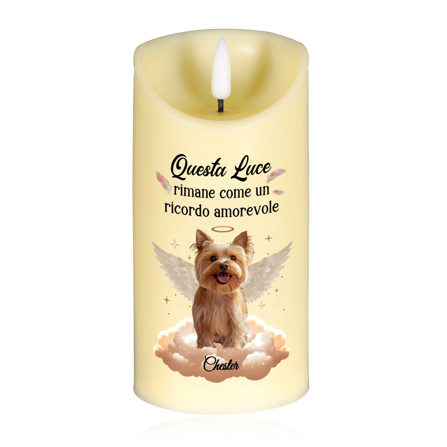Candela LED Commemorativa Personalizzata con 1 Nome, 1 Foto - "Questa Luce Rimane come un Ricordo Amorevole" - Regalo di Natale per Amato Animale | Jessemade