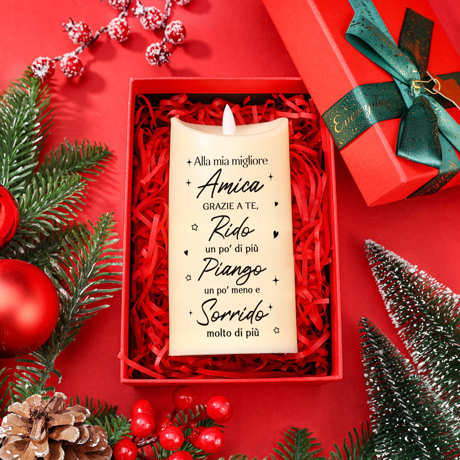 Candela LED Personalizzata con 2 Nomi e Disegno delle Mani – "Grazie per essere Mia Sorella di Cuore" - Regalo di Natale per Lei | Jessemade