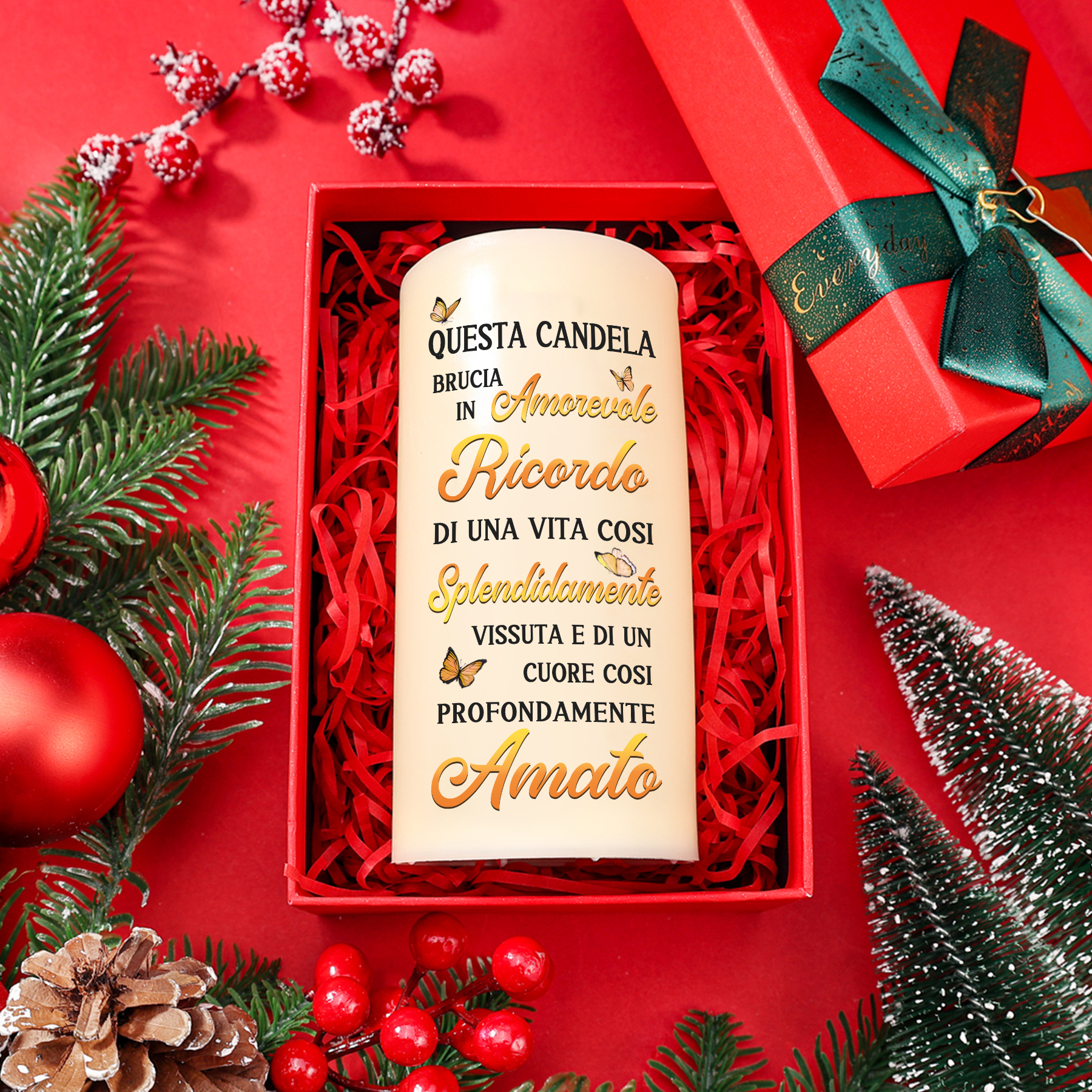 Candela LED Commemorativa Personalizzata con 1 Nome, 1 Foto e 1 Data - "Questo Natale, un Ricordo Profondo da Donare ai Tuoi Cari" - Regalo di Natale per Famiglia | Jessemade
