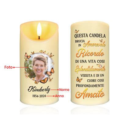 Candela LED Commemorativa Personalizzata con 1 Nome, 1 Foto e 1 Data - "Questo Natale, un Ricordo Profondo da Donare ai Tuoi Cari" - Regalo di Natale per Famiglia | Jessemade