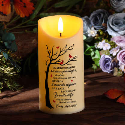 Candela LED Commemorativa Personalizzata con 1 Nome e 1 Data - "La Bel