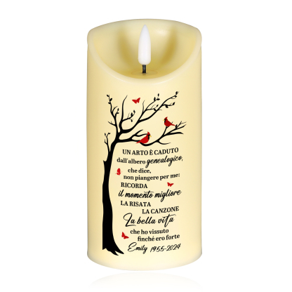 Candela LED Commemorativa Personalizzata con 1 Nome e 1 Data - "La Bella Vita"  - Regalo di Natale per Famiglia | Jessemade