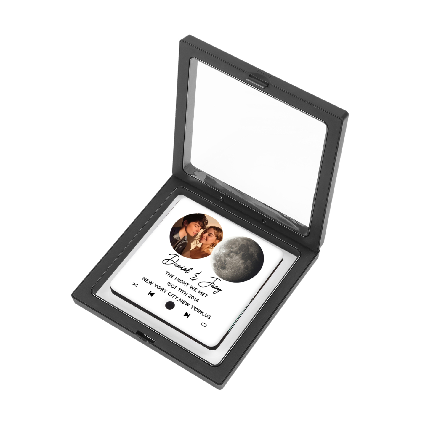 Magnete Personalizzato da Frigorifero con 2 Foto, 2 Nomi, 2 Testi, 1 Data e Disegno Fase Lunare – Regalo di San Valentino per Lei/Lui | Jessemade