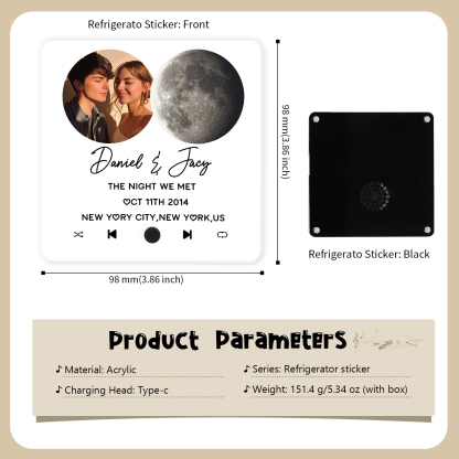 Magnete Personalizzato da Frigorifero con 2 Foto, 2 Nomi, 2 Testi, 1 Data e Disegno Fase Lunare – Regalo di San Valentino per Lei/Lui | Jessemade