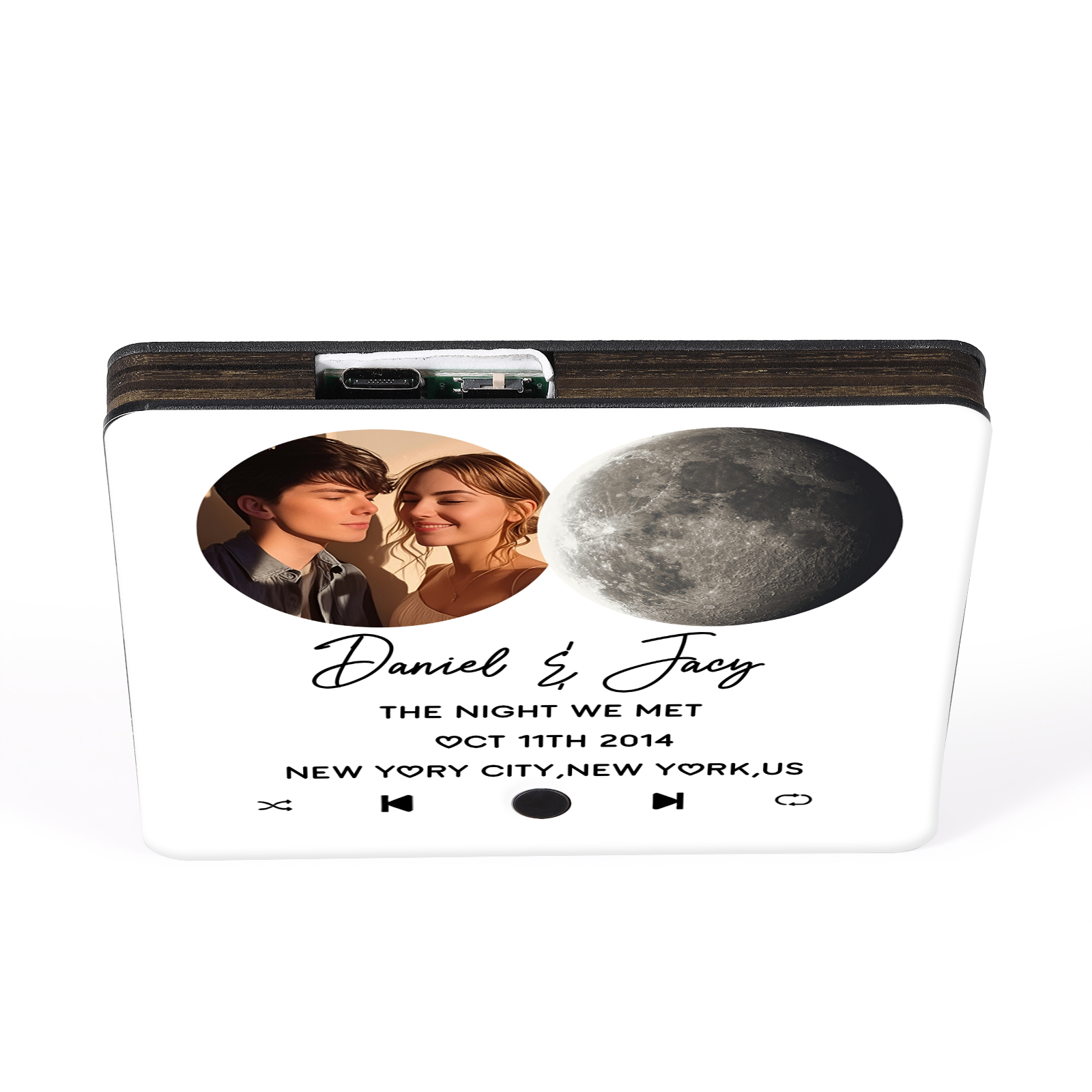 Magnete Personalizzato da Frigorifero con 2 Foto, 2 Nomi, 2 Testi, 1 Data e Disegno Fase Lunare – Regalo di San Valentino per Lei/Lui | Jessemade