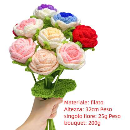 Bouquet di fiori all’uncinetto in lana fatto a mano