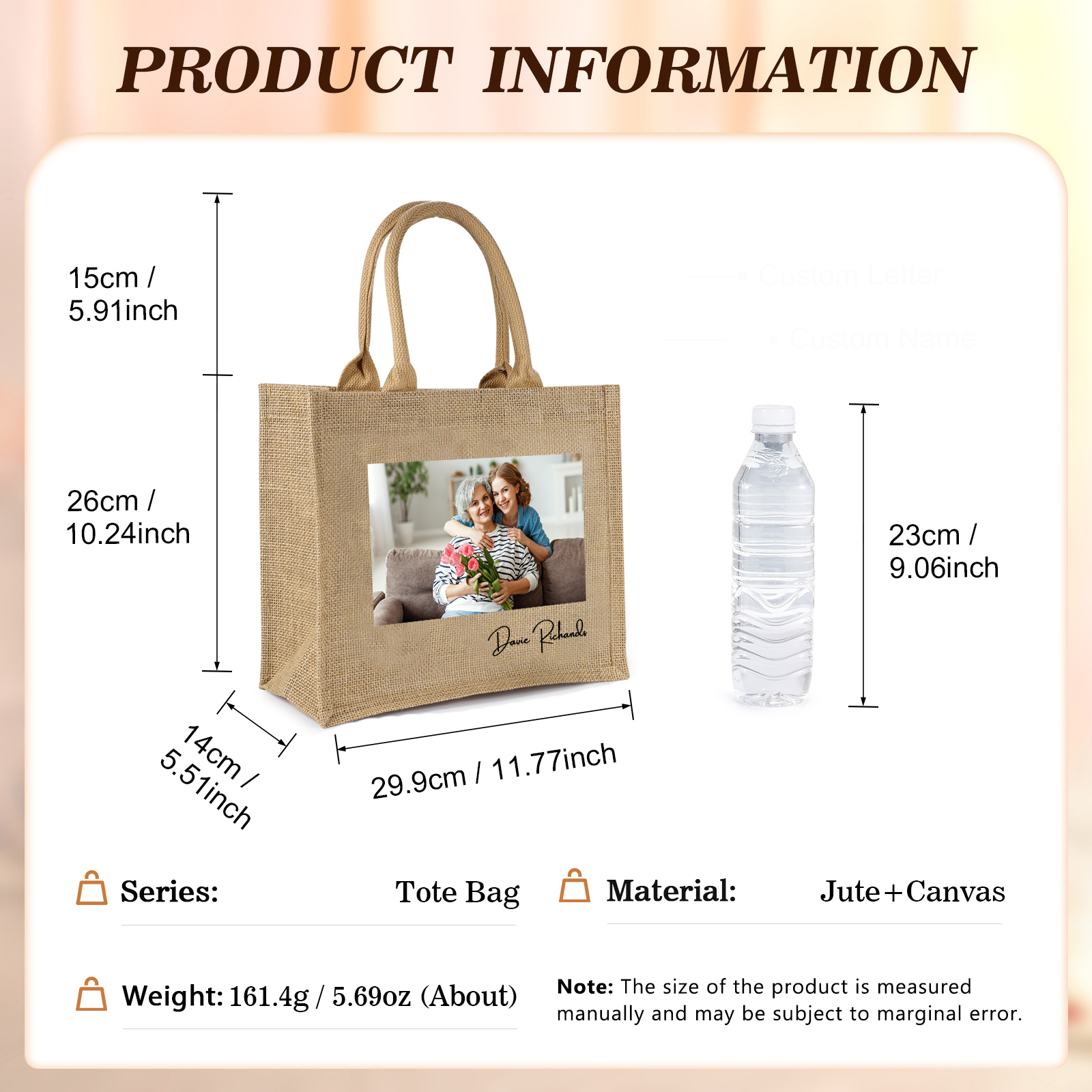 [Copy]Borsa tote con acrobaleno in vela con 1 testo personalizzato regalo per il ritorno a scuola