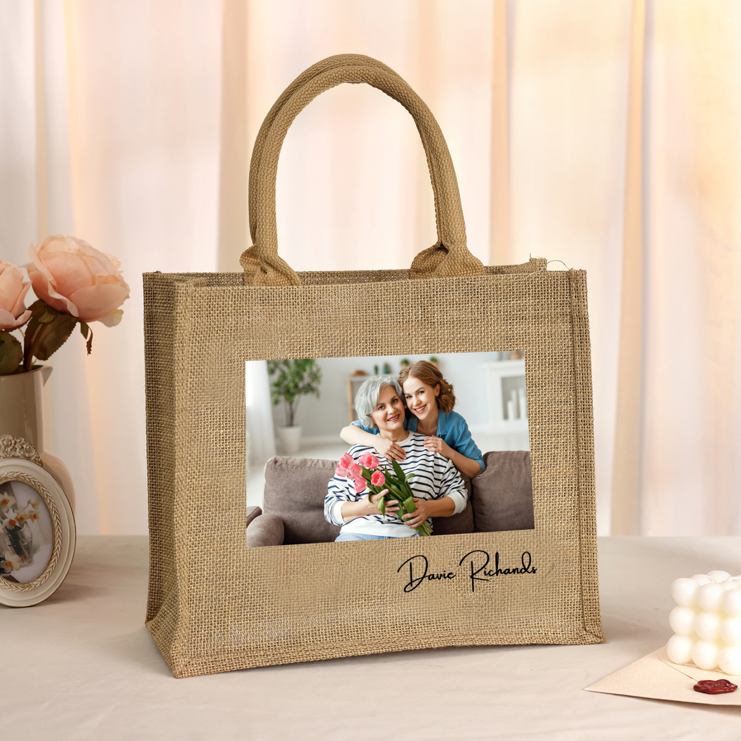 [Copy]Borsa tote con acrobaleno in vela con 1 testo personalizzato regalo per il ritorno a scuola