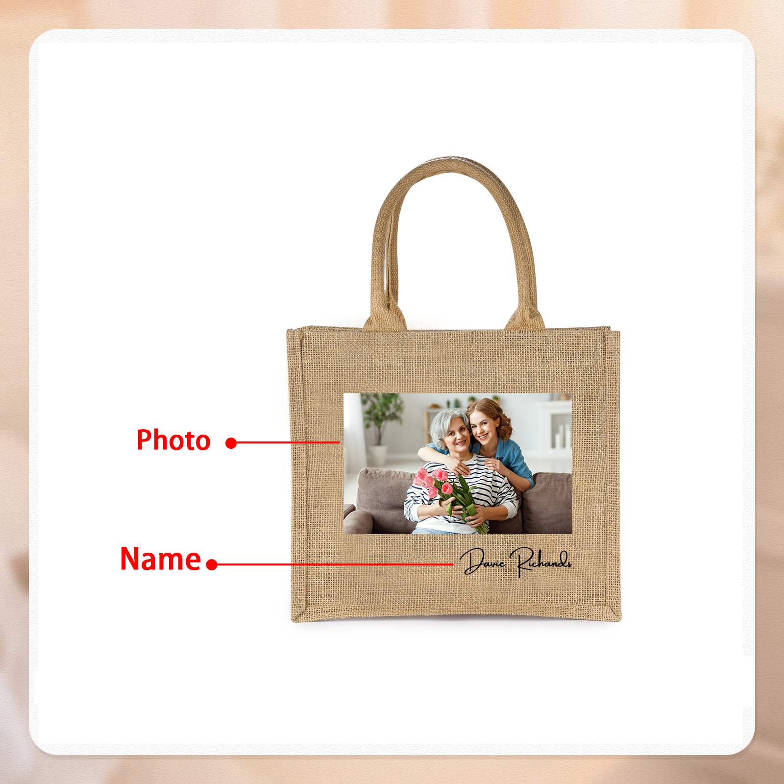 [Copy]Borsa tote con acrobaleno in vela con 1 testo personalizzato regalo per il ritorno a scuola