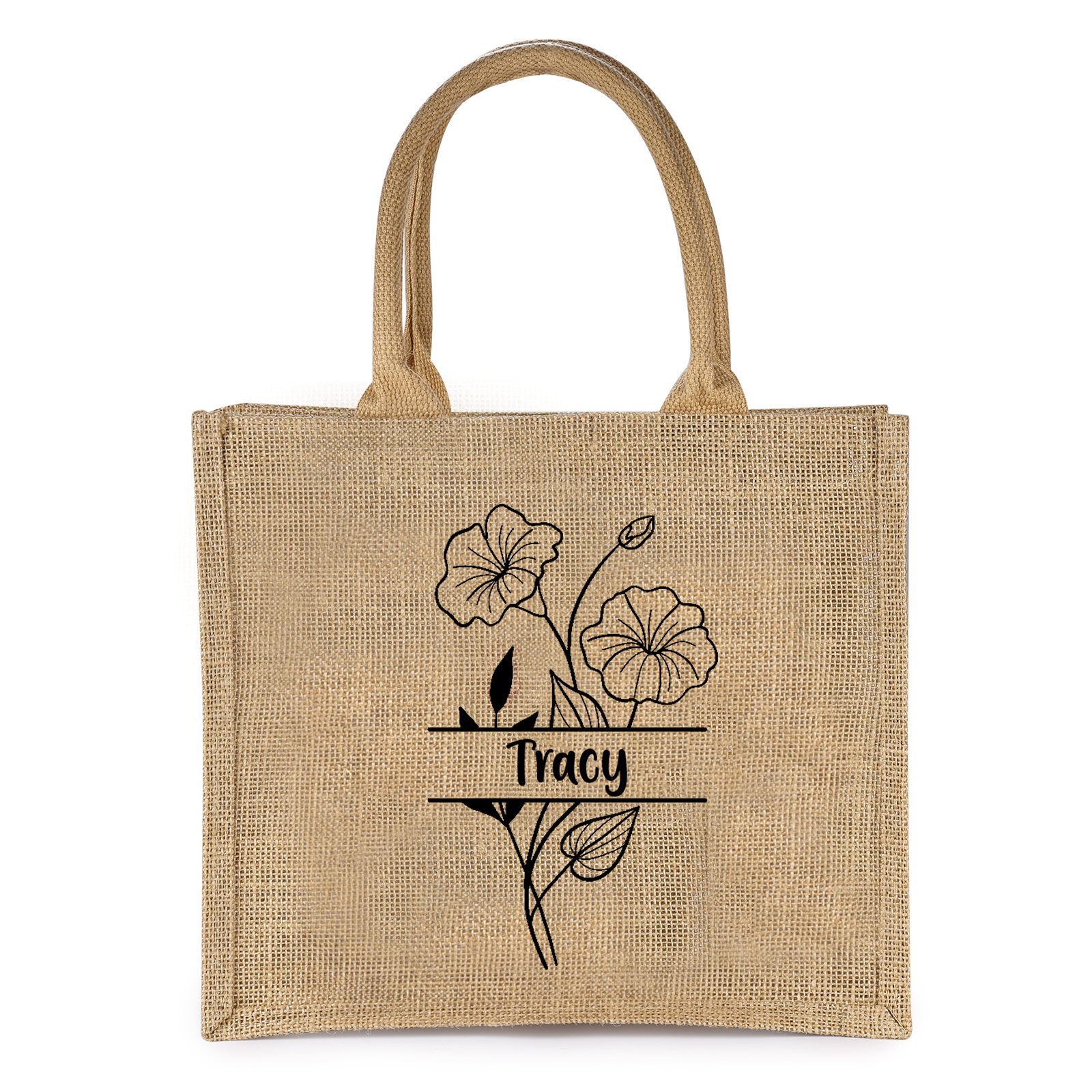 Borsa tote con 1 fiore di nascita e 1 nome personalizzato regalo per il ritorno a scuola