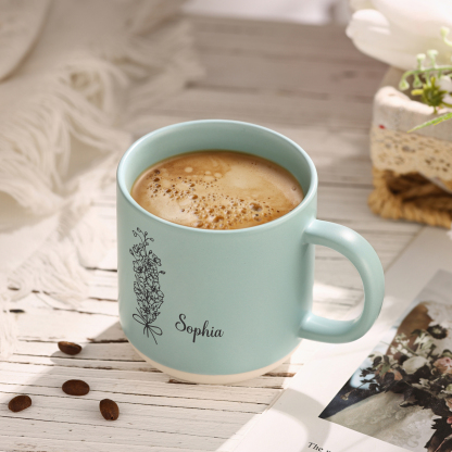 Tazza in ceramica con firoe di nascita e 1 nome personalizzabili per coppia/nonna/mamma multicolori da scegliere